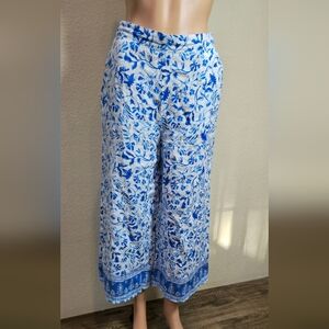Joie 100% Linen Pants Blue White Boho Beachy Coastal Grandma Size Small